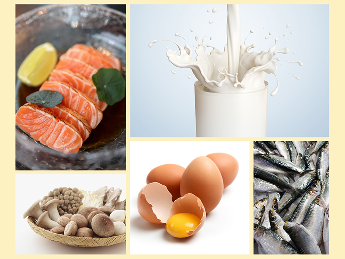 Các thực phẩm giàu vitamin D.